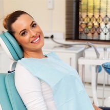 Woman smiling in dental chair