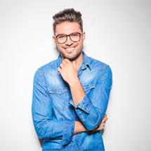 Man showing off his newly perfected smile