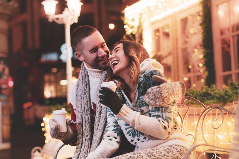 Couple smiling holiday